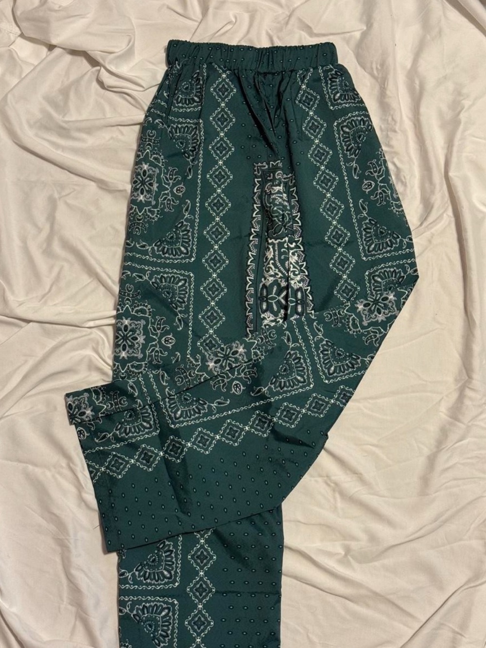 Zaful Dark Teal Bandana Print Joggers
